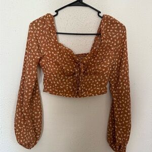 Brown Floral Women's Top